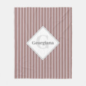 Monogram warme neutrale bruine en beige strepen fleece deken (Voorkant)