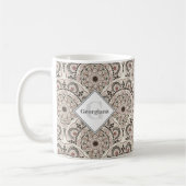 Monogram Warme Neutrale Dot Mandala Art Deco Schal Koffiemok (Links)