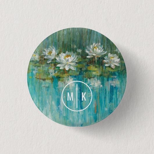 Monogram | Water Lily Pond Ronde Button 3,2 Cm (Voorkant)