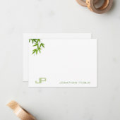 Monogram Watercolor Art Feuille Simple Modèle (Devant/Arrière en situation)