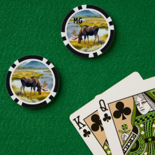 Monogram Watercolor Eland Poker Chip