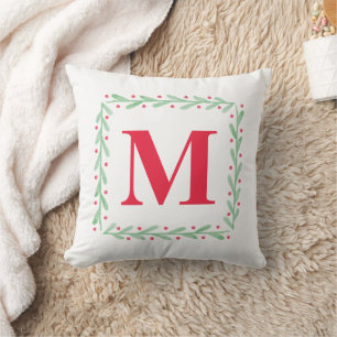 Monogram Watercolor Krans Kerstkussen Kussen