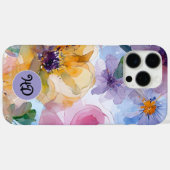Monogram Watercolor Pastel iPhone Hoesje (Achterkant (horizontaal))