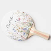 Monogram Watercolor Rustic Pretty Wildflower Field Tafeltennisbatje (Zijkant)