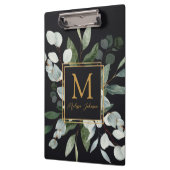 Monogram Watercolor Tropical Eucalyptus Black Klembord (Links)