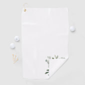 Monogram Watercolor Tropical Green Leaves Golfhanddoek (Insitu)