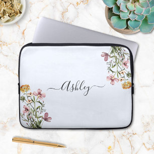Monogram Watercolor Wildflower Boeket #1  Laptop Sleeve