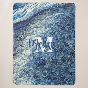 Monogram watergolven sherpa deken