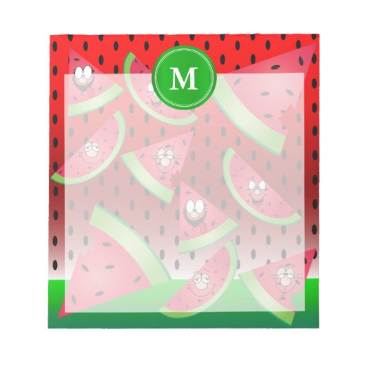 Monogram Watermelon Funny Faces Notitieblok (Voorkant)