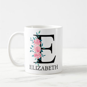 Monogram Waterverf Aangepaste Enkele Letter E Koffiemok