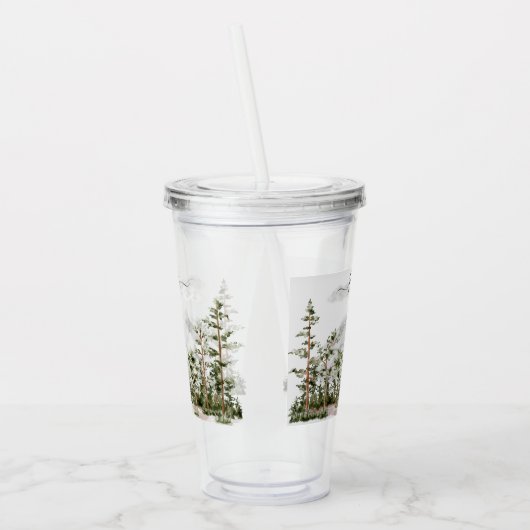 Monogram Waterverf Berg en Bos Acryl Drinkbeker (Links)