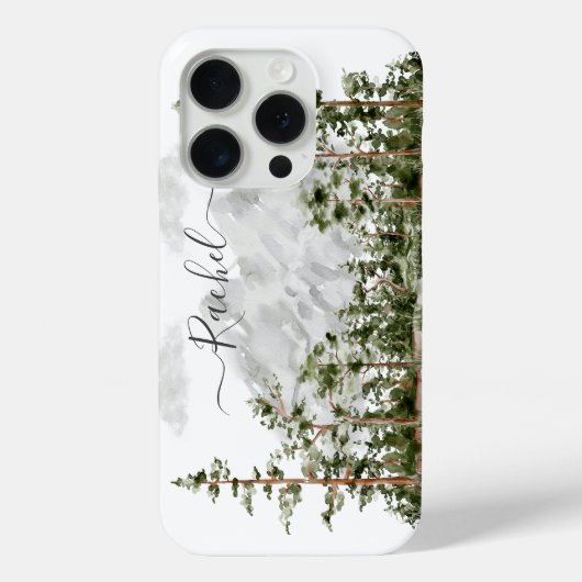 Monogram Waterverf Berg en Bos Case-Mate iPhone Case (Achterkant)
