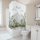 Monogram Waterverf Berg en Bos Douchegordijn (In situ)