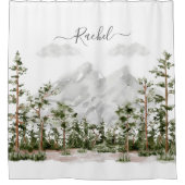 Monogram Waterverf Berg en Bos Douchegordijn (Voorkant)