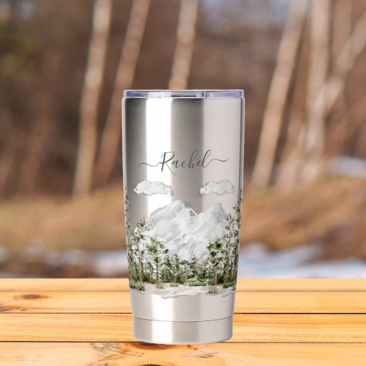 Monogram Waterverf Berg en Bos Geïsoleerde Drinkbeker