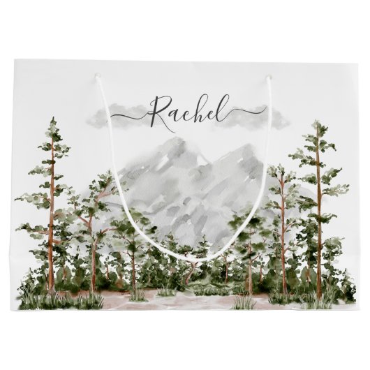 Monogram Waterverf Berg en Bos Groot Cadeauzakje (Achterkant)