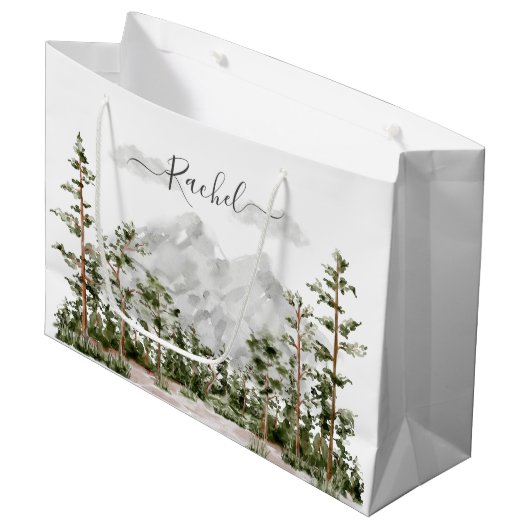 Monogram Waterverf Berg en Bos Groot Cadeauzakje (Voorkant Gekanteld)