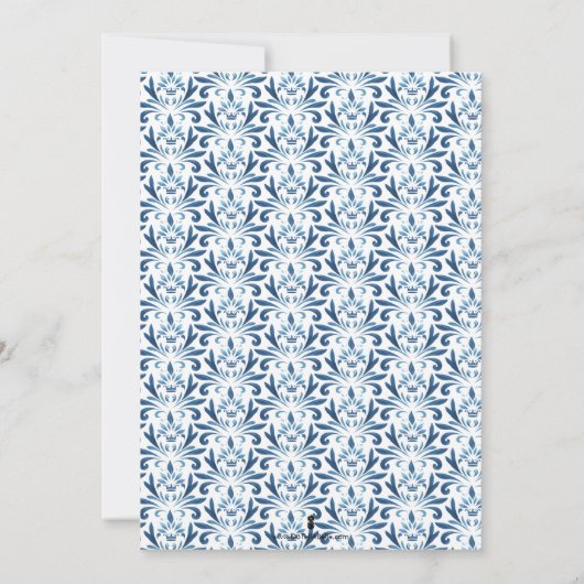 Monogram Waterverf Blauw en Geel Bruiloft Kaart (Achterkant)
