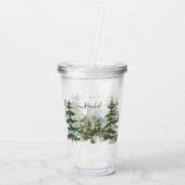 Monogram Waterverf Bos en berg Rustiek Acryl Drinkbeker (Achterkant)