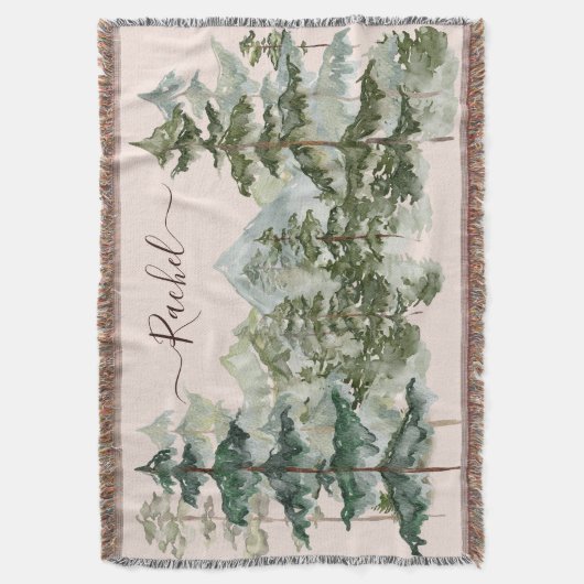 Monogram Waterverf Bos en berg Rustiek Deken (Voorkant Verticaal)