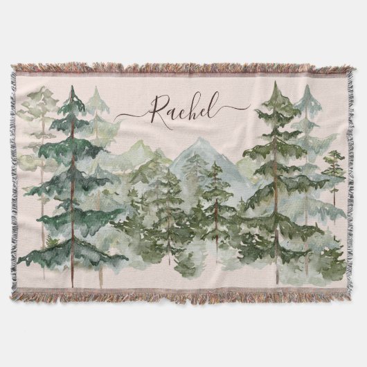 Monogram Waterverf Bos en berg Rustiek Deken (Voorkant)
