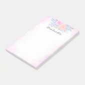 Monogram Waterverf Bouquet Roses Blue Leaves Post-it® Notes (Schuin)