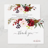 Monogram Waterverf Burgundy Blush Rozen Bedankkaart (Voorkant / Achterkant)