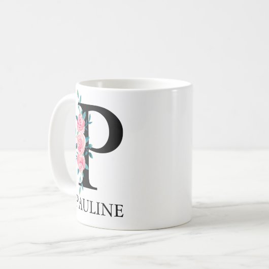 Monogram Waterverf Enkele Letter P Koffiemok (Voorkant links)