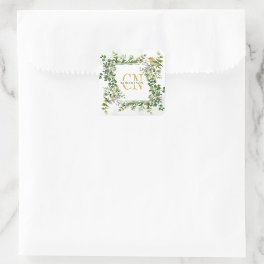 Monogram Waterverf Eucalyptus Frame Sticker (Tas)