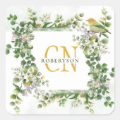 Monogram Waterverf Eucalyptus Frame Sticker (Voorkant)