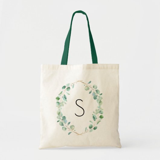 Monogram Waterverf Eucalyptus Greenery Tote Bag (Voorkant)