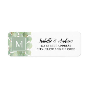 Monogram Waterverf Eucalyptus Groene Bladeren en G Etiket