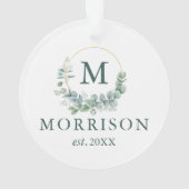 Monogram Waterverf Eucalyptus Pas getrouwd Ornament (achterkant)