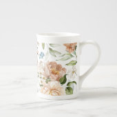 Monogram Waterverf Floral 10oz. Porselein Kop (Rechts)