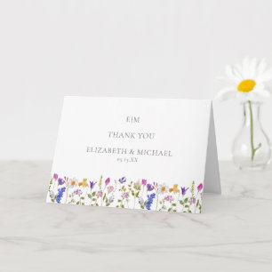 Monogram Waterverf Floral bruiloft foto dank u Kaart