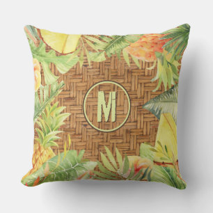 Monogram Waterverf Floral Tropical Buitenkussen