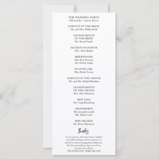 Monogram Waterverf Floral Wedding Programme (Achterkant)