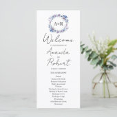Monogram Waterverf Floral Wedding Programme (Staand voorkant)
