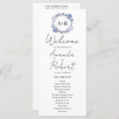 Monogram Waterverf Floral Wedding Programme (Voorkant / Achterkant)