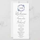 Monogram Waterverf Floral Wedding Programme (Voorkant)