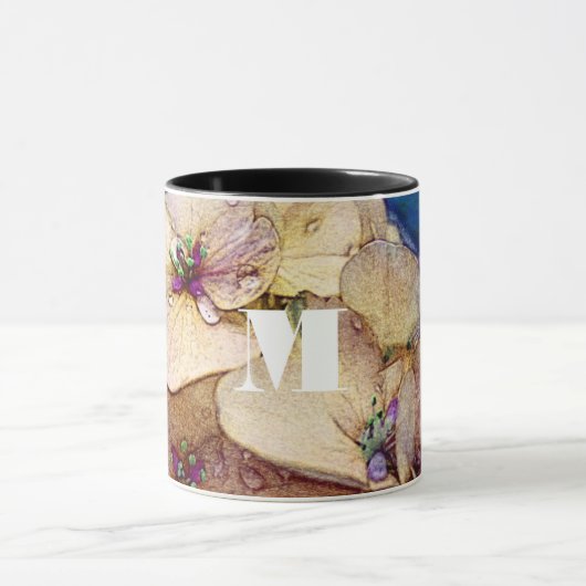 Monogram Waterverf Flower Coffee Mok (Midden)