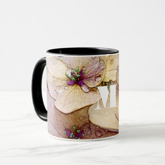 Monogram Waterverf Flower Coffee Mok (Voorkant links)