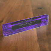 Monogram Waterverf Galaxy Geode Dark Paars Agate Naambordje (Zijkant)