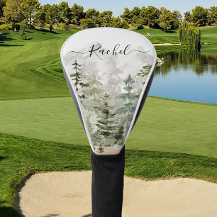 Monogram Waterverf Groen Dennenbos op Berg Golfheadcover