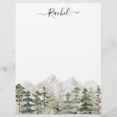 Monogram Waterverf Groene dennenbos op de berg Briefhoofd (Voorkant)
