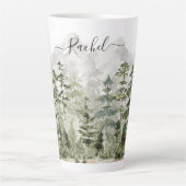 Monogram Waterverf Groene dennenbos op de berg Latte Mok (Voorkant)