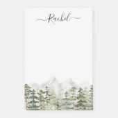 Monogram Waterverf Groene dennenbos op de berg Post-it® Notes (Voorkant)
