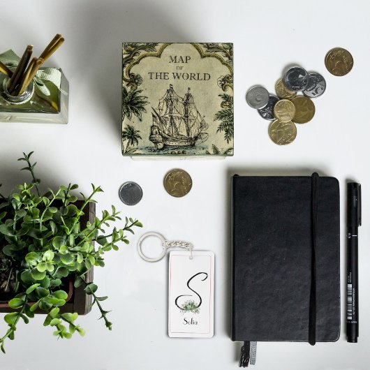 Monogram waterverf initiaal AcrylSleutelhanger Sleutelhanger