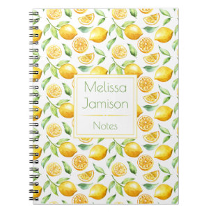 Monogram waterverf Lemons en Leaves Notitieboek