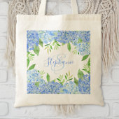 Monogram Waterverf Modern Floral Blue Hydrangea Tote Bag